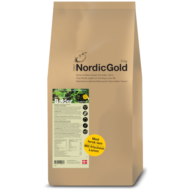 UniQ Nordic Gold Balder voksen hundefoder m. lam uden korn