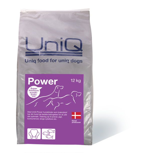 UniQ Power, voksen hundefoder til aktive hunde. Dansk produceret