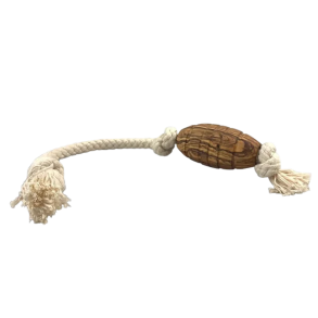 Olivi rugby med bomuldsreb, ca 36 cm